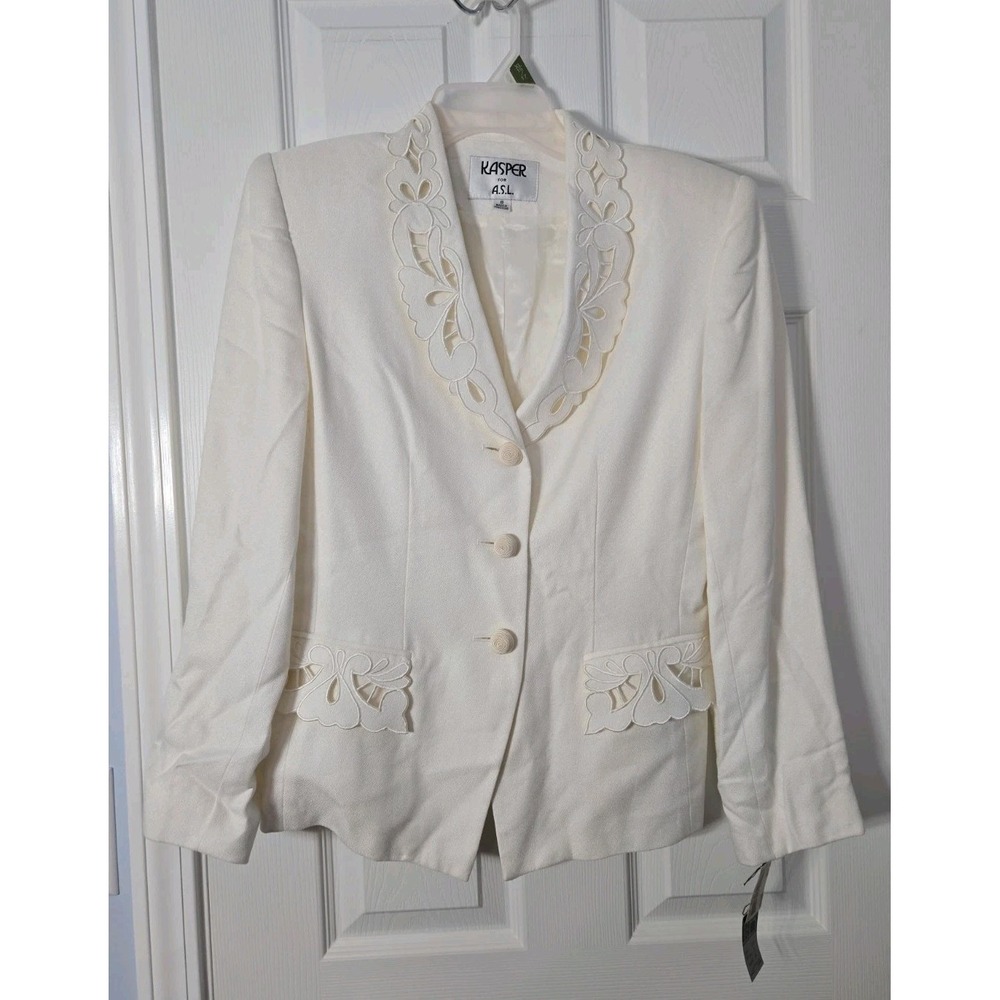 Kasper For A.S.L. New Blazer Size 8 Off White MSRP $‎ 220.00